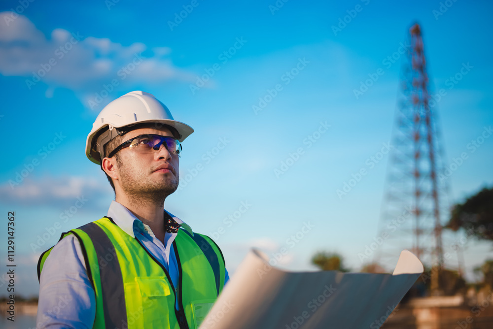 Architect is thinking and planning the construction of an office building. Architect is thinking and planning the construction of an office building.