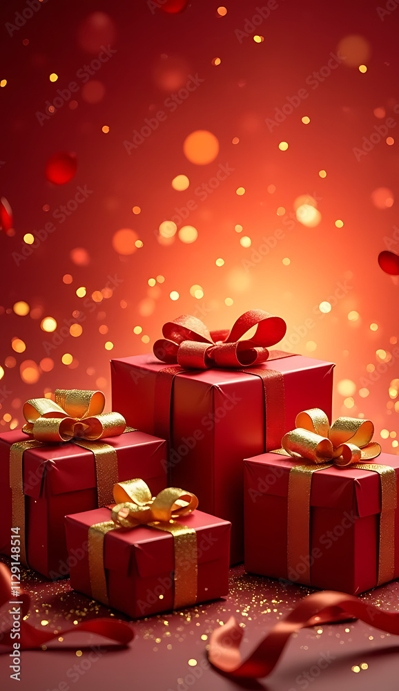red gift box with golden ribbon red gift box with golden ribbon