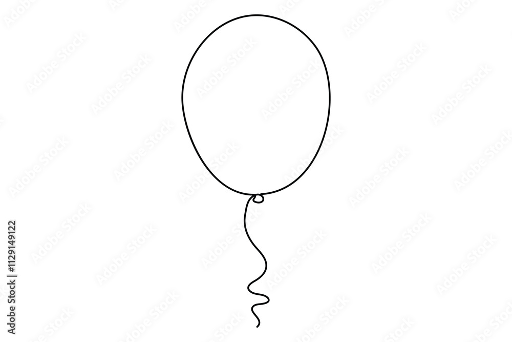 Continuous one line drawing of balloon isolated outline vector Illustration
Continuous one line drawing of balloon isolated outline vector Illustration