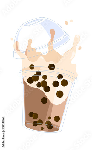 Chocolate bubble tea in glass