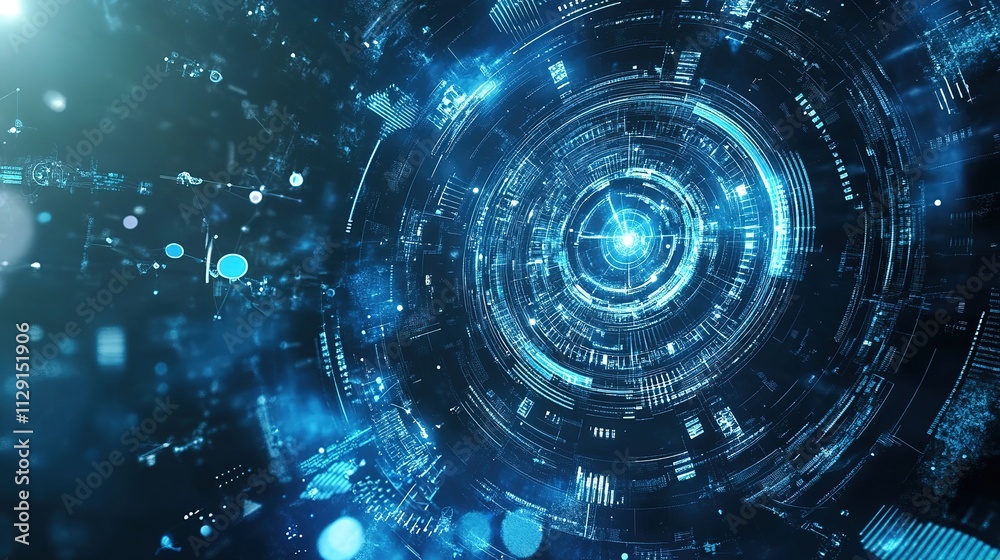 A futuristic, abstract design featuring swirling blue lights and circular patterns, evoking themes of technology and digital innovation. A futuristic, abstract design featuring swirling blue lights and circular patterns, evoking themes of technology and digital innovation.
