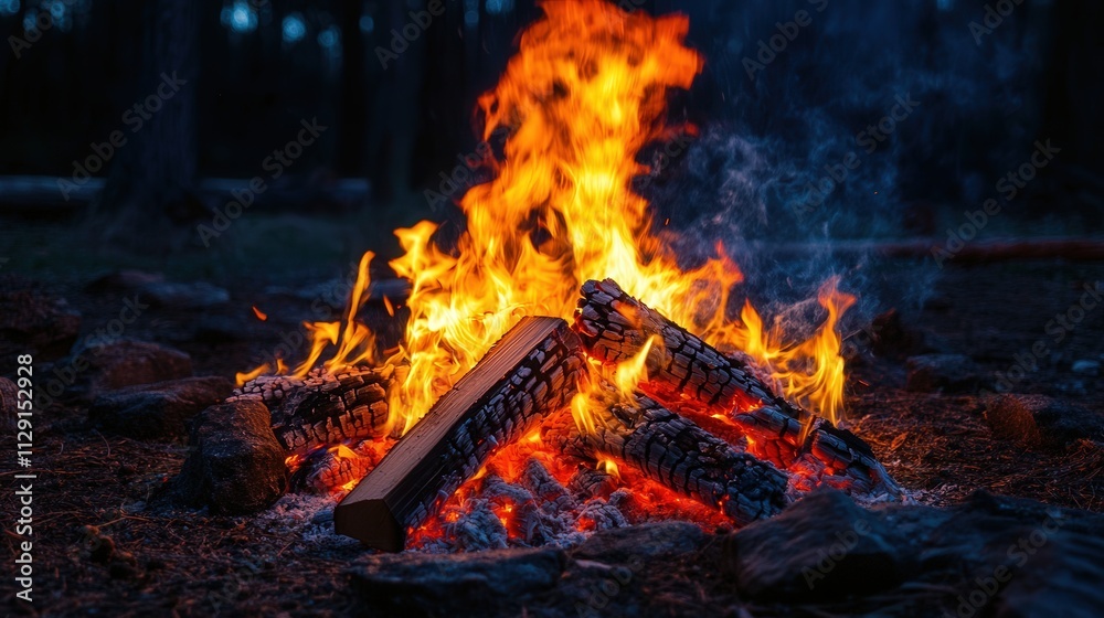 A cozy bonfire in the woods, flames dancing and filling the night with warmth, surrounded by friends sharing stories and laughter A cozy bonfire in the woods, flames dancing and filling the night with warmth, surrounded by friends sharing stories and laughter