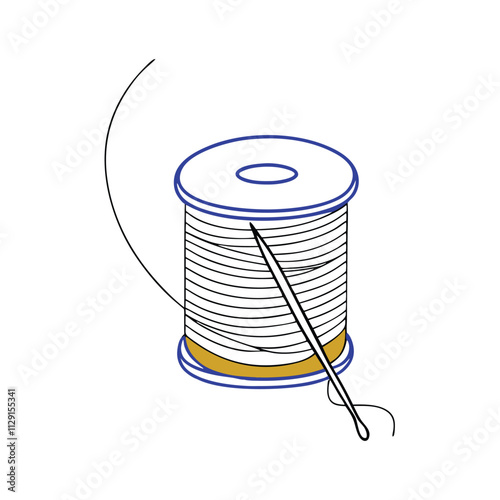 a minimalist vector silhouette of a spool of thread with a needle inserted into the side