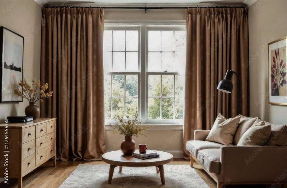 the interior of the living room is made in a fashionable mocha mousse color. modern fashion trends in the living environment the interior of the living room is made in a fashionable mocha mousse color. modern fashion trends in the living environment