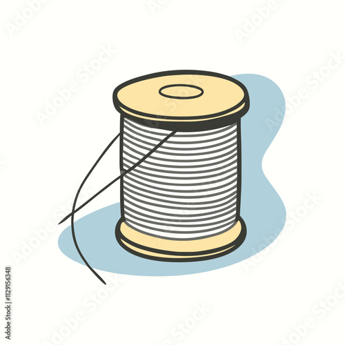 a minimalist vector silhouette of a spool of thread with a needle inserted into the side