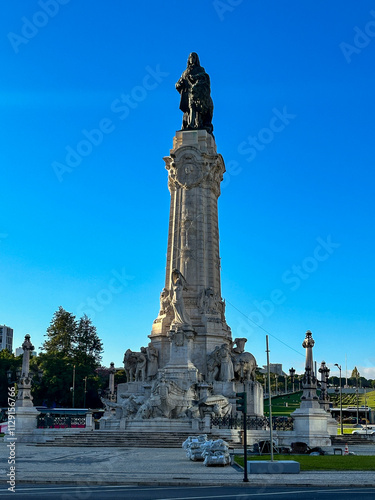 Lisbon, Portugal - The Monument to the Marquis of Pombal on the Marquis of Pombal Square roundabout in Lisbon photo