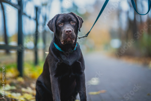 Young Labrador, 10 months old. Brown cute dog. photo