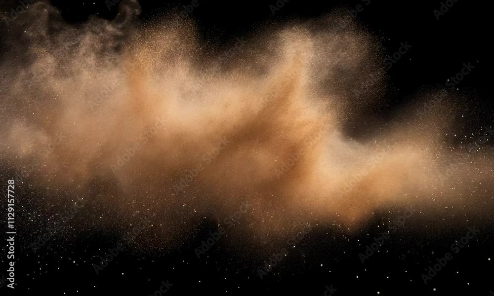 A cloud of dust and particles against a black background. A cloud of dust and particles against a black background.