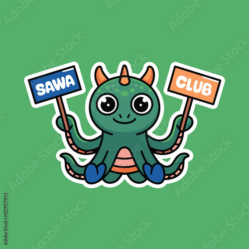 Cute Octopus Mascot T-Shirt & Sticker Design Keywords.