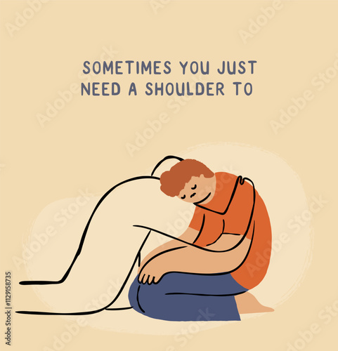 A friend comforting a sad, depressed person concept for instagram post.