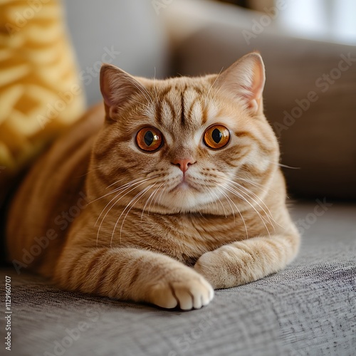 Wallpaper Mural red scottish fold cat with orange eyes Torontodigital.ca