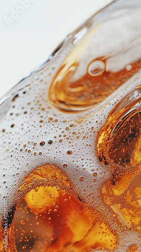 Close-up of Beer Bubbles and Foam photo