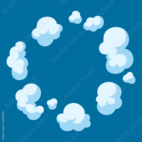 Cartoon illustration of smoke. Comic image of steam, cloud or fog.