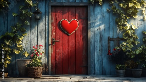 A simple entryway with a heart-shaped welcome sign  photo