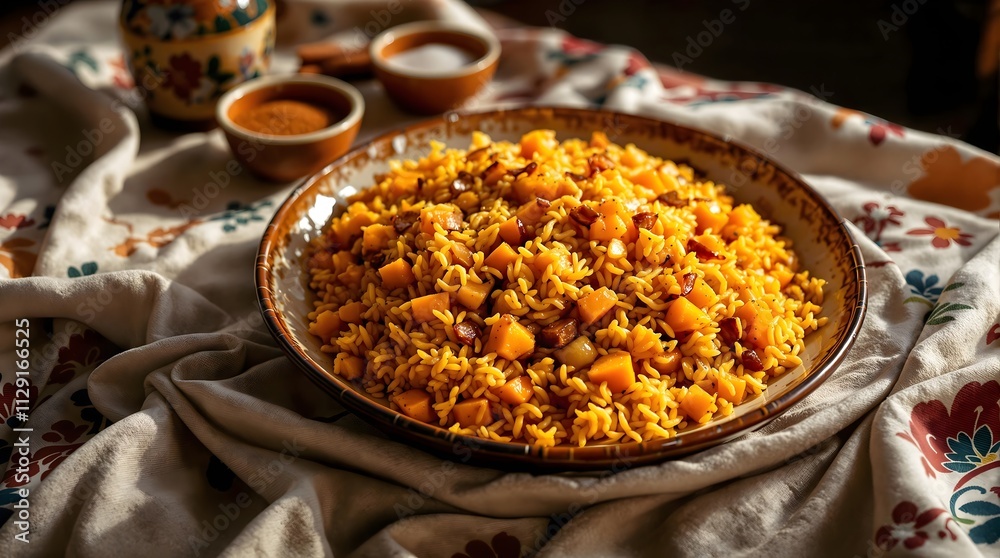 Qovoq Osh (Pumpkin Pilaf) with Caramelized Onions and Cinnamon (Tajik Cuisine) Qovoq Osh (Pumpkin Pilaf) with Caramelized Onions and Cinnamon (Tajik Cuisine)