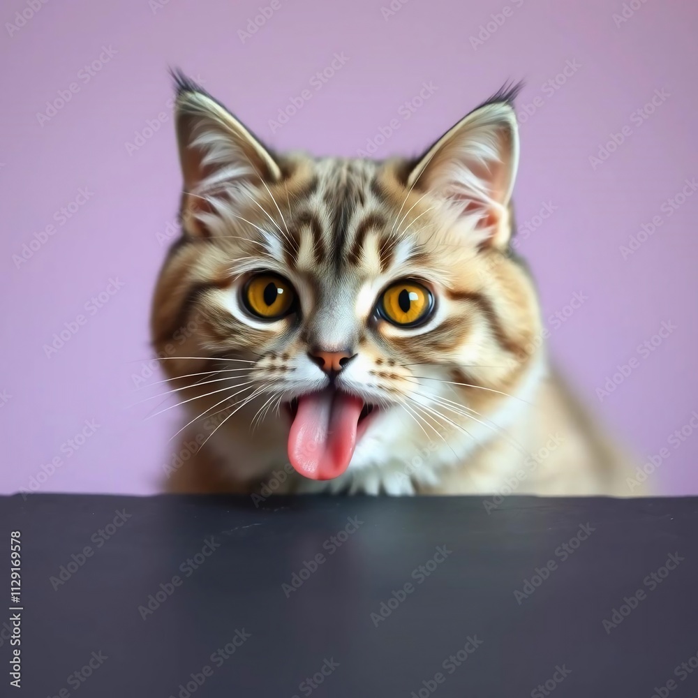 Playful Kitten with Tongue Out Cute Pet Portrait Adorable Cat Playful Kitten with Tongue Out Cute Pet Portrait Adorable Cat