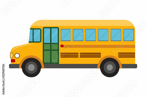 Colorful vector illustration of a classic yellow school bus, school bus vector art, back to school bus