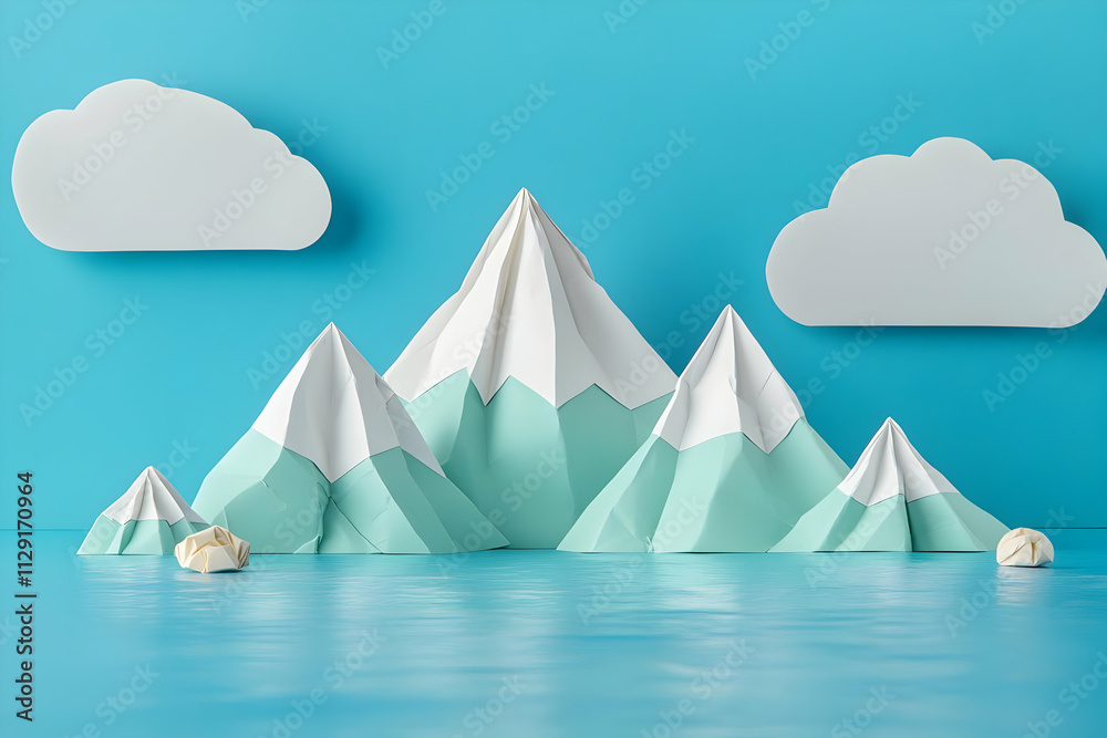 Paper Origami Mountains Illustration