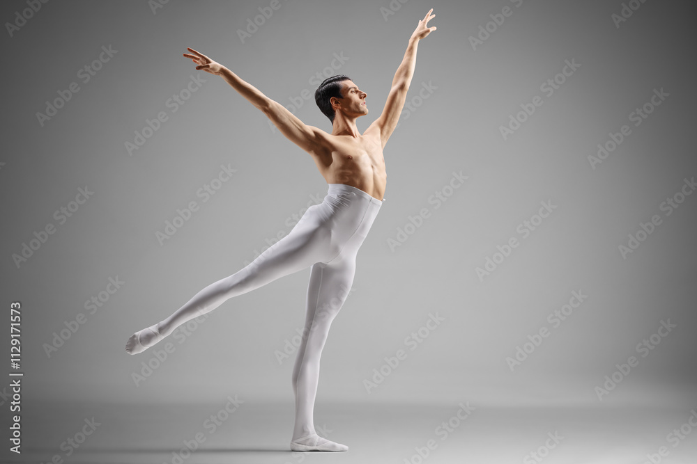 Male ballet dancer in white tights dancing Male ballet dancer in white tights dancing