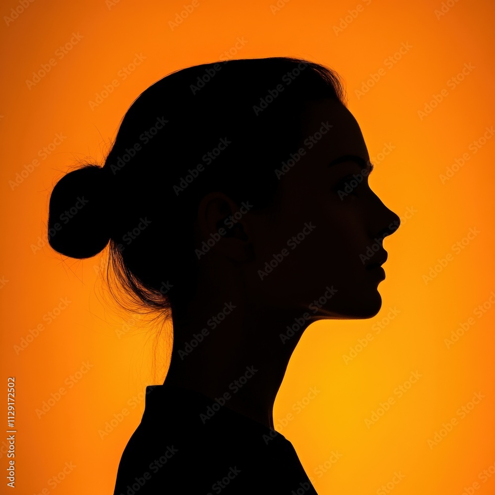 silhouette of a woman against a vibrant orange background silhouette of a woman against a vibrant orange background