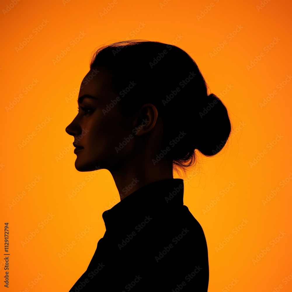 silhouette of a woman against a vibrant orange background silhouette of a woman against a vibrant orange background