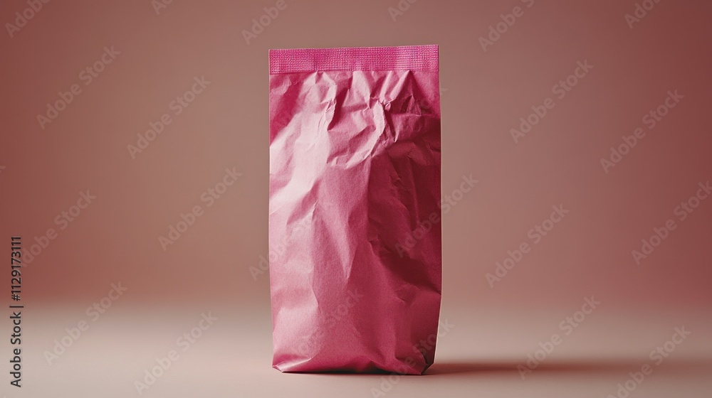 A sleek pink shopping bag with reinforced edges and sturdy handles, positioned diagonally for a stylish presentation against a white background A sleek pink shopping bag with reinforced edges and sturdy handles, positioned diagonally for a stylish presentation against a white background