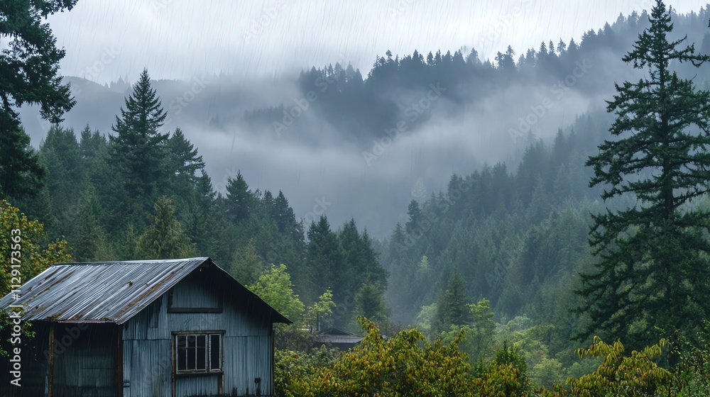 Rain in the Forest, Rustic Cabin Rain in the Forest, Rustic Cabin