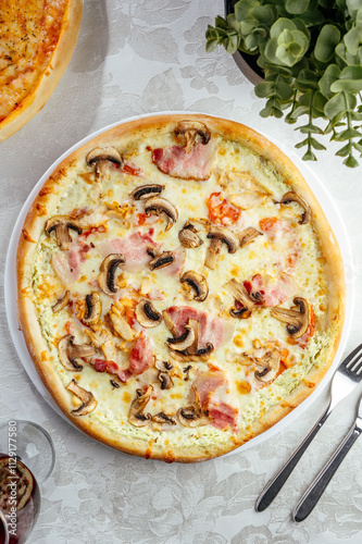 traditional Italian pizza on a white plate
