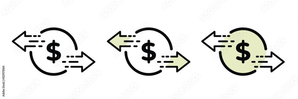 Set of Money transfer icon collection. Dollar exchange symbol. Vector Illustration.
