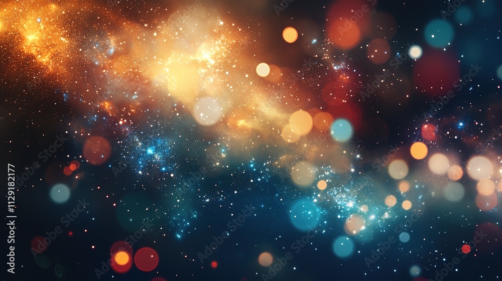 A vibrant cosmic scene featuring colorful stars and glowing orbs against a deep space backdrop, evoking a sense of wonder and exploration.