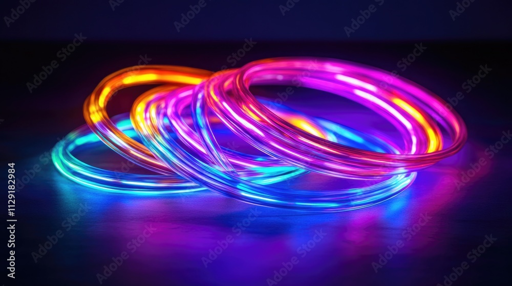 Neon Rings Stack Close Up Neon Rings Stack Close Up