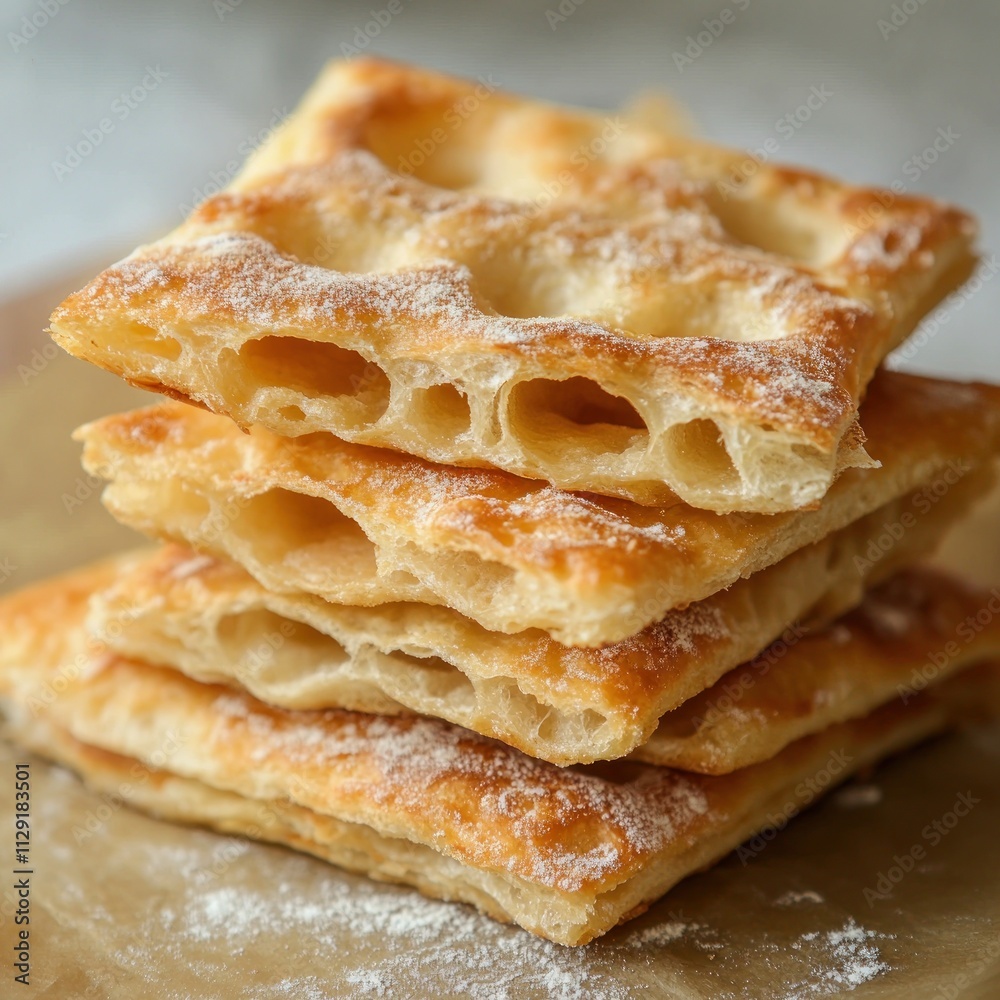 A stack of freshly baked cromboloni with golden, crispy dough and visible layers. A stack of freshly baked cromboloni with golden, crispy dough and visible layers.