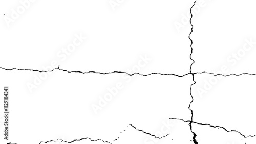 crack concrete white wall or Cement wall background, grunge wall texture with crack. Abstract fracture design. Crack texture lines isolated on white background.