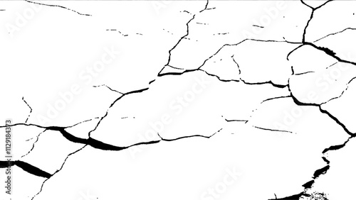 crack concrete white wall or Cement wall background, grunge wall texture with crack. Abstract fracture design. Crack texture lines isolated on white background.