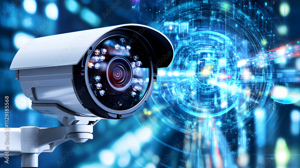 Surveillance camera with digital technology background for security Surveillance camera with digital technology background for security