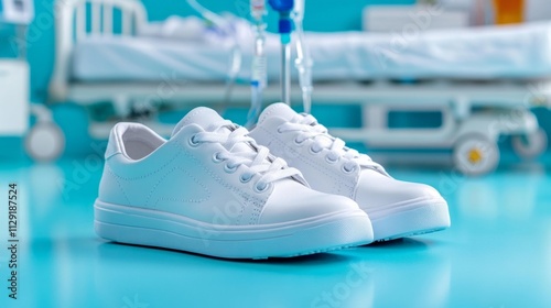 White Nursing Shoes in Hospital Setting. Generative AI photo