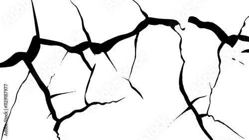 crack concrete white wall or Cement wall background, grunge wall texture with crack. Abstract fracture design. Crack texture lines isolated on white background.