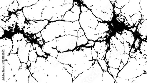 Cracked white surface texture.  Black and white cracked texture, Abstract fracture design. Crack texture lines isolated on white background.
