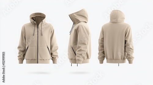 Anorak Jacket mockup with front and back view. man dress mock-up template.
