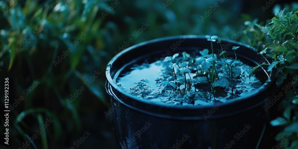 Garden centerpiece with potted plant Garden centerpiece with potted plant