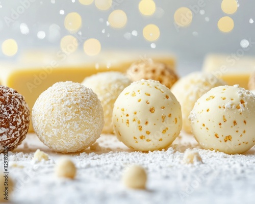 Ice cream scoops with cheese, homemade dessert