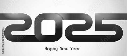 Happy New Year 2025, strict monochrome design. Creative design of 2025 typography. Design for 2025 celebration and decoration