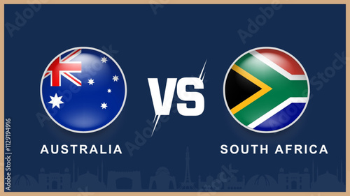  australia vs South Africa flag, with pakistan  building skyline use for ICC Champions Trophy 2025  template banner design