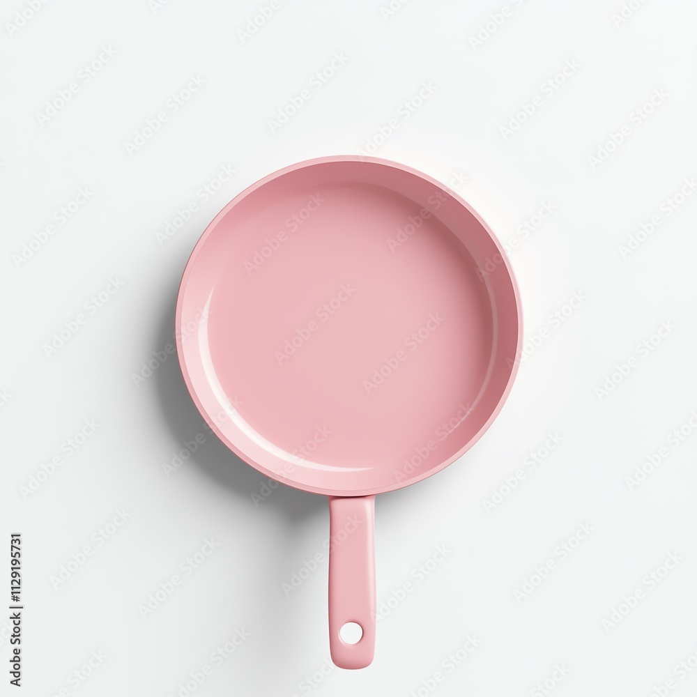 Pink Frying Pan on White Background Pink Frying Pan on White Background