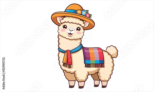 This is a delightful vector illustration of an alpaca.