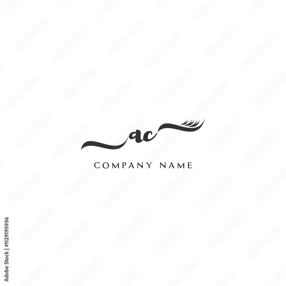 Minimalist AC Logo Design with Abstract Feather Element Minimalist AC Logo Design with Abstract Feather Element
