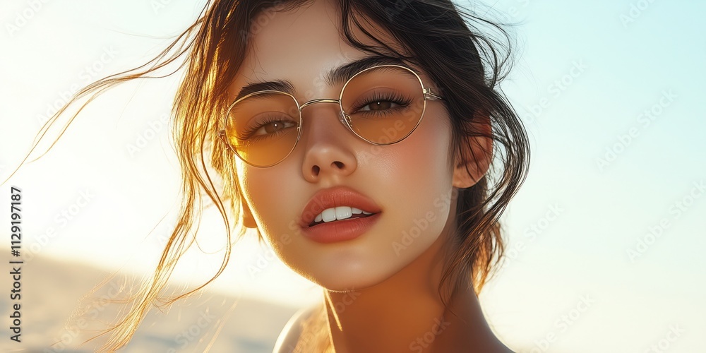 Obraz premium Closeup of a girl wearing sunglasses