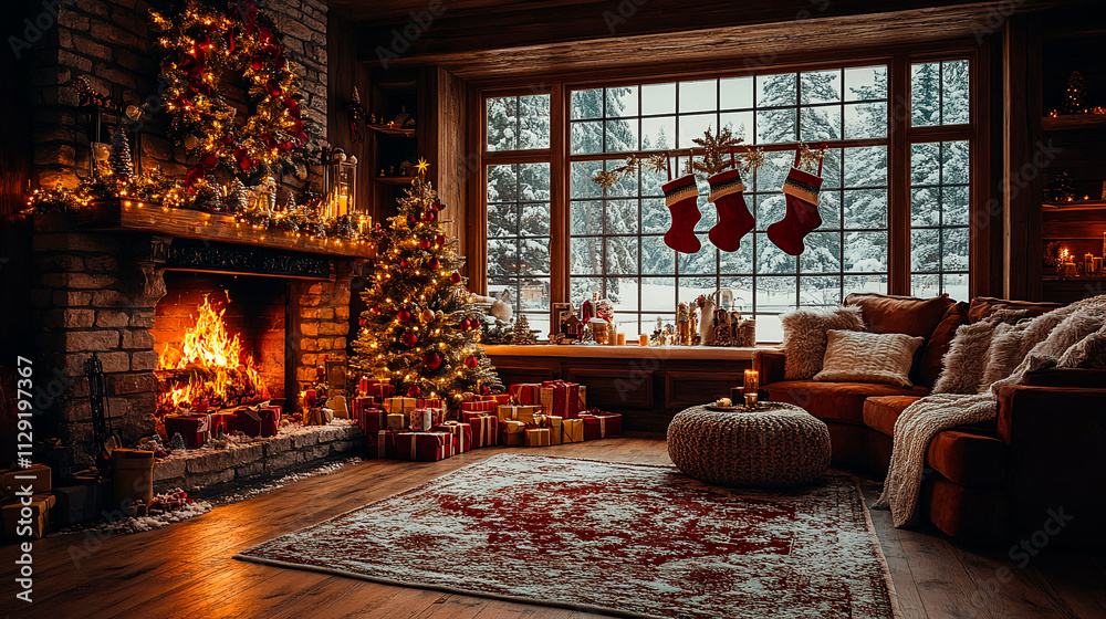 Cozy Scandinavian-style Christmas living room Cozy Scandinavian-style Christmas living room