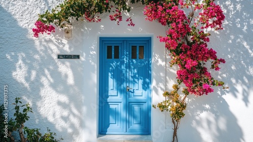 Fototapeta Naklejka Na Ścianę i Meble -  Architecture of island of Santorini, the most romantic island in the world, Greece. Hotels in Santorini. Walking the streets of Fira summer day, Travel to Greece. Beautiful white exterior Santorini