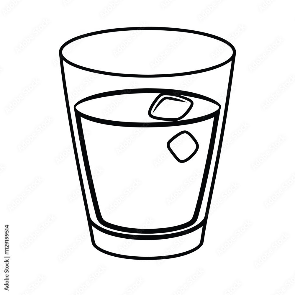 glass of water with ice cube in sign line art icon vector silhouette illustration for photo overlays, t-shirt print, and flyer poster design glass of water with ice cube in sign line art icon vector silhouette illustration for photo overlays, t-shirt print, and flyer poster design